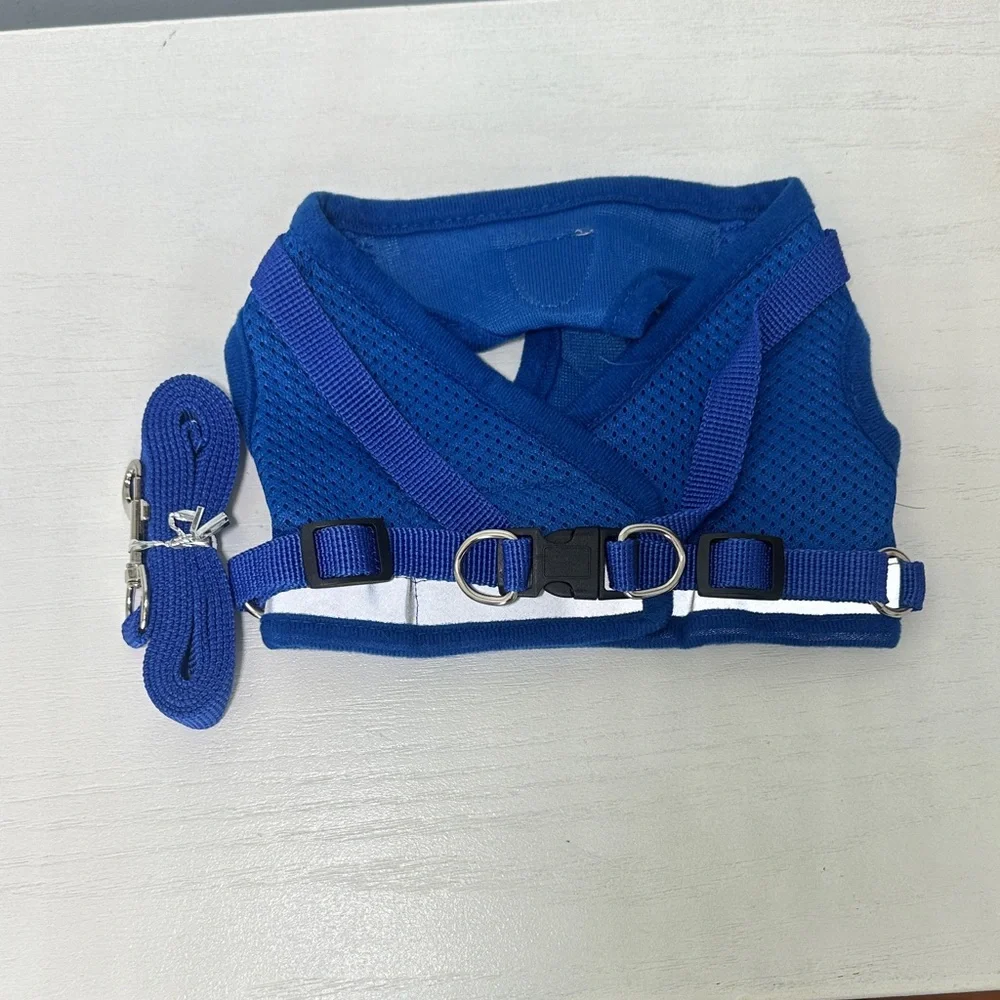 Blue Pet Harness with Leash